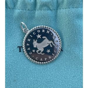 Tiffany & Co. Silver Zodiac Capricorn Round Disc Charm For Necklace & Bracelet